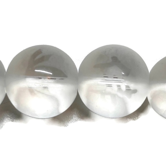 As Low As $2 Matte Crystal Etched Chinese Buddha Lotus Round Beads 16mm (8) - Picture 4 of 4
